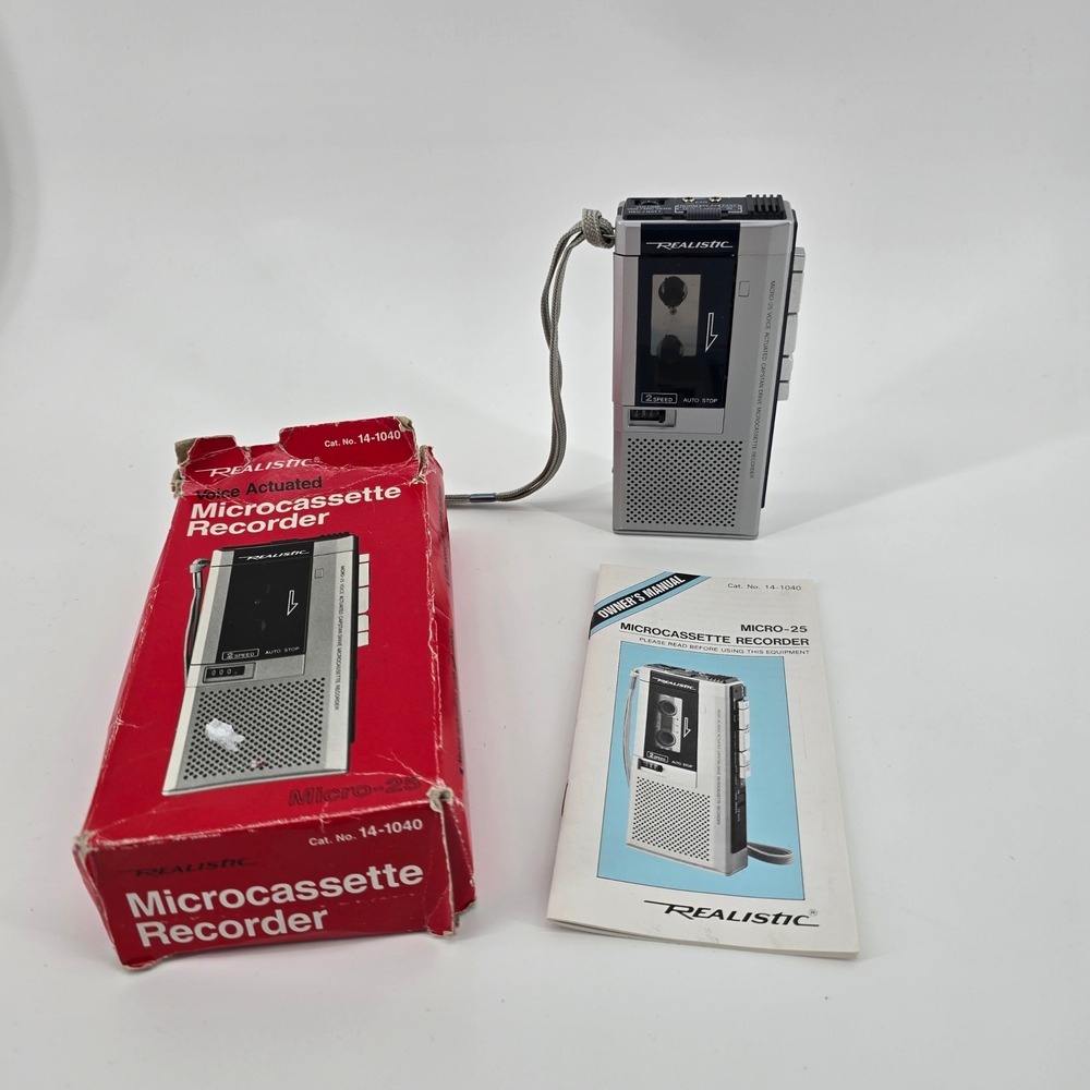 Realistic Microcassette Recorder Micro-25 Voice Actuated Silver 14-1040